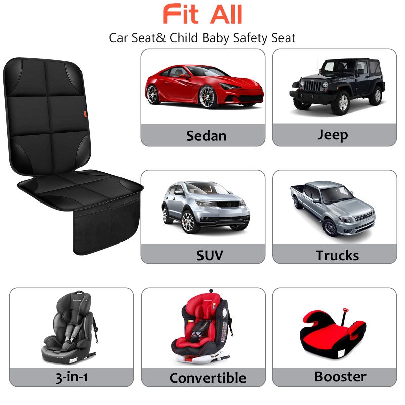 XHYANG Car Seat Protector 2 Pack Car Seat Cushion Mat Thickest Padding,Waterproof 600D Fabric Car Seat Covers for Non-Slip Backing Mesh Pockets for Baby and Pet 2 Seat Protector Gray - Image 4